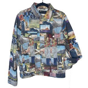 ASOS Denim Jacket with Screen-printed Outdoor Landscapes in Small